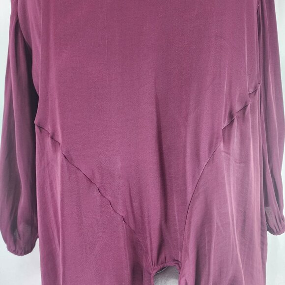 Dolan Left Coast Collection Womens XL Burgundy Knotted Front Blouse - Picture 4 of 16